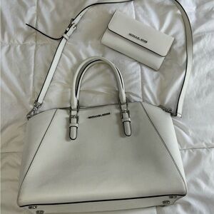 Michael Kors Ciara bag with matching wallet, white